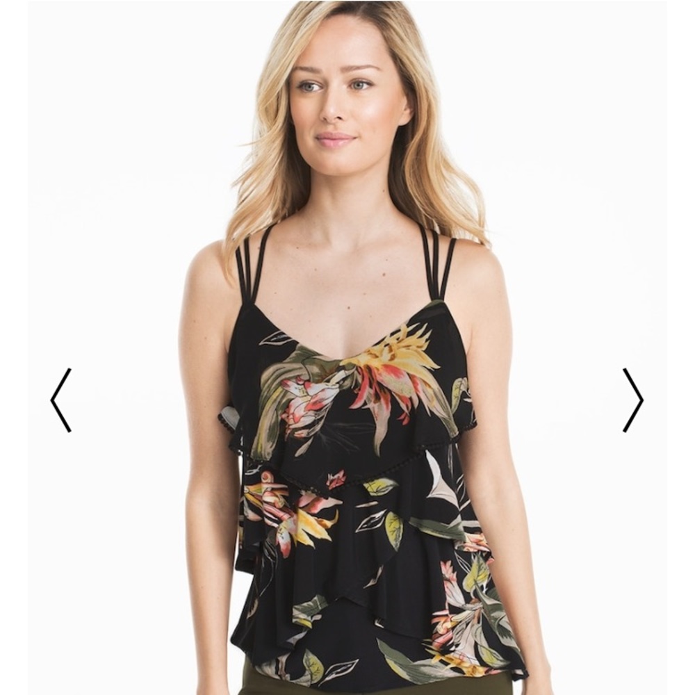 White House Black Market Tiered Floral Print Tank